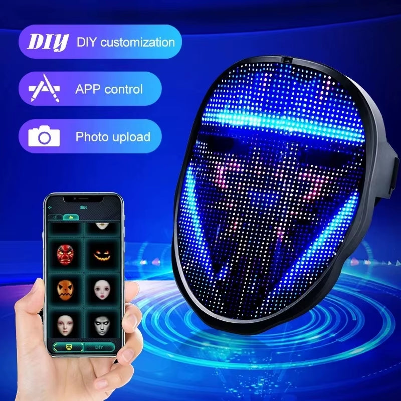 Bluetooth Mask App Smart Led Mask Programmable Face Change Diy Photos Halloween Party Gifts