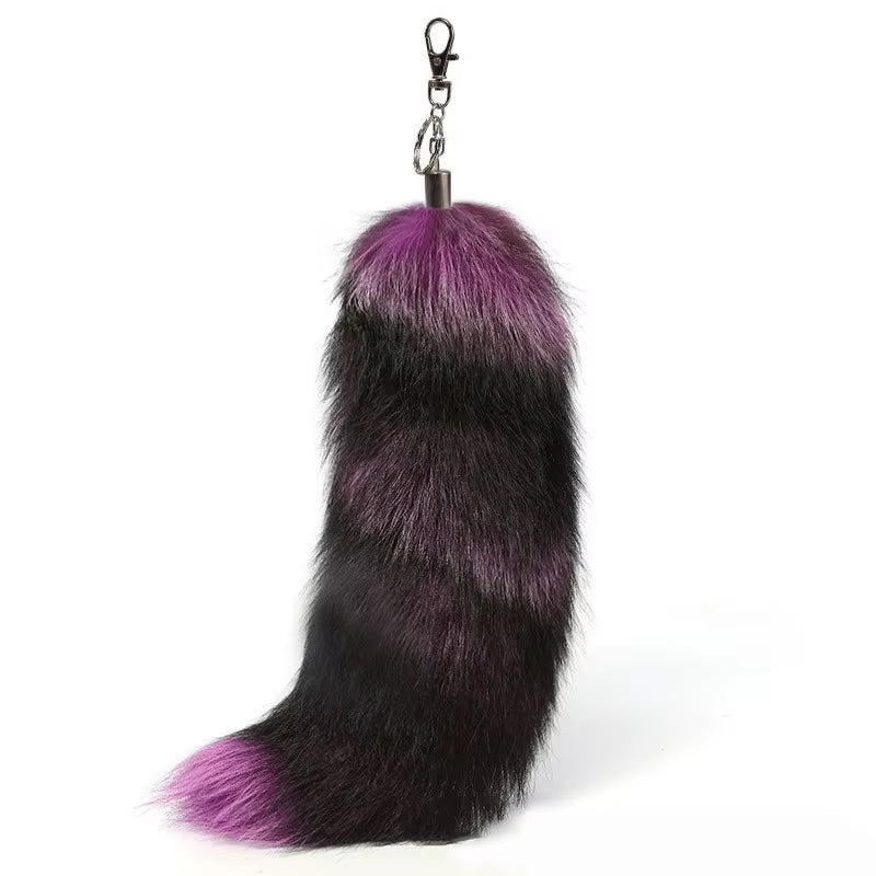 Natural Fox Fur Tail Keychain Furry 2024 Y2K Beautiful Accesory Length 40Cm Car Keychain for Women Fluffy Key Chain