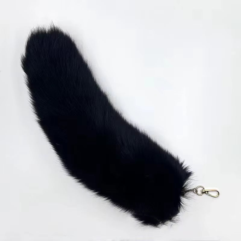 Natural Fox Fur Tail Keychain Furry 2024 Y2K Beautiful Accesory Length 40Cm Car Keychain for Women Fluffy Key Chain