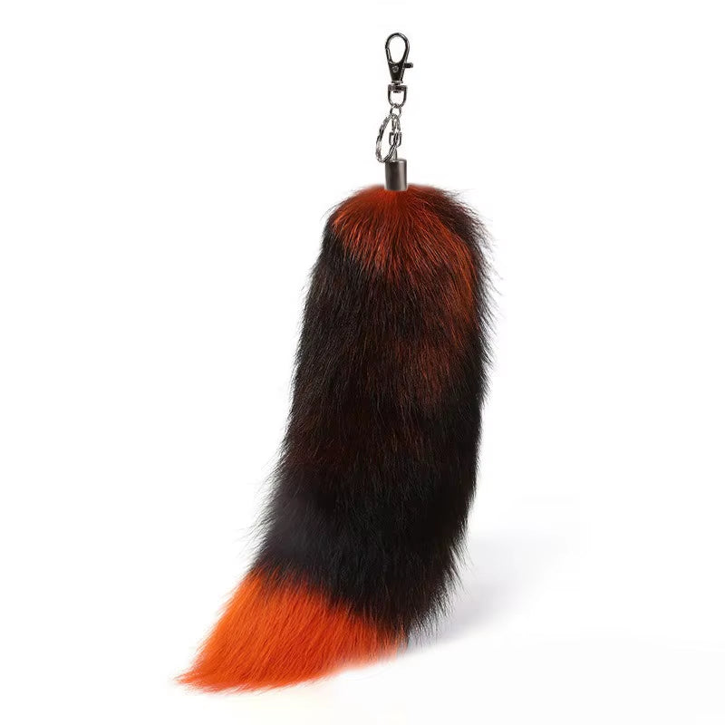 Natural Fox Fur Tail Keychain Furry 2024 Y2K Beautiful Accesory Length 40Cm Car Keychain for Women Fluffy Key Chain