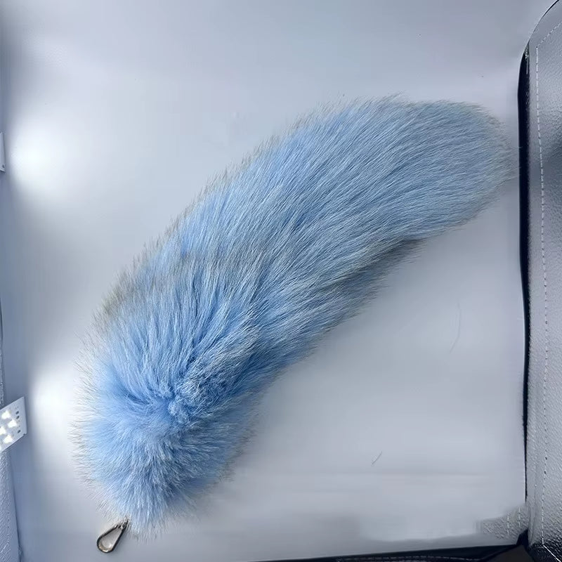 Natural Fox Fur Tail Keychain Furry 2024 Y2K Beautiful Accesory Length 40Cm Car Keychain for Women Fluffy Key Chain