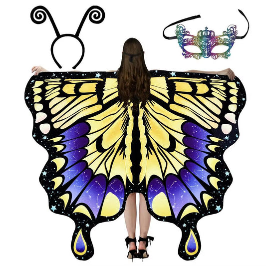 Butterfly Wings for Women Halloween Party Costume Adult Costume Cosplay Woman Butterfly Costume Cape Cloak Shawl Colorful