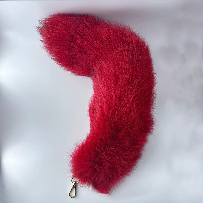 Natural Fox Fur Tail Keychain Furry 2024 Y2K Beautiful Accesory Length 40Cm Car Keychain for Women Fluffy Key Chain