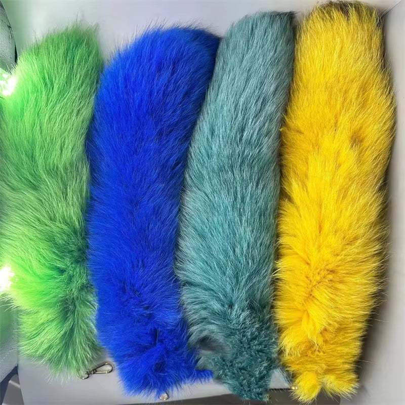 Natural Fox Fur Tail Keychain Furry 2024 Y2K Beautiful Accesory Length 40Cm Car Keychain for Women Fluffy Key Chain