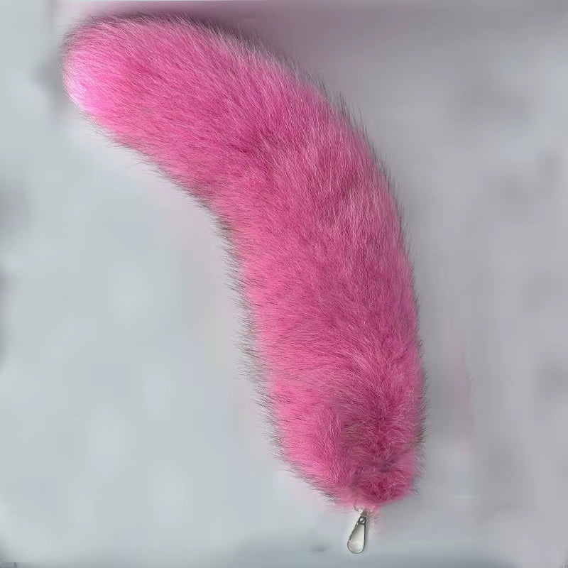 Natural Fox Fur Tail Keychain Furry 2024 Y2K Beautiful Accesory Length 40Cm Car Keychain for Women Fluffy Key Chain