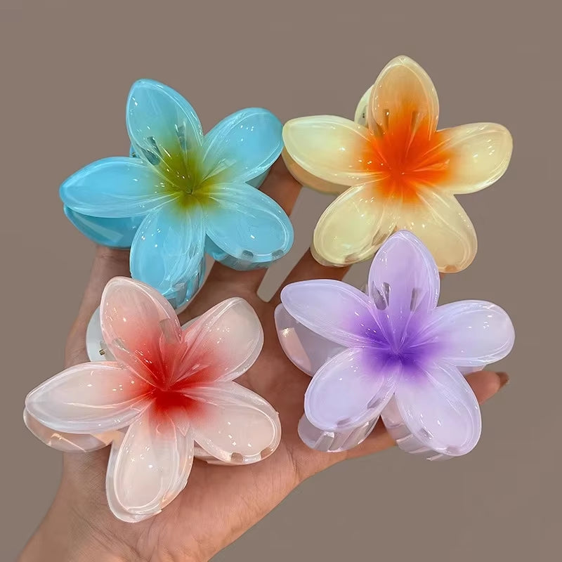 4PCS Fashion Women Flower Hair Clips Vacation Bohemia Egg Flower Hair Clips Barrettes Girls Large Hairpins Hair Accessories.