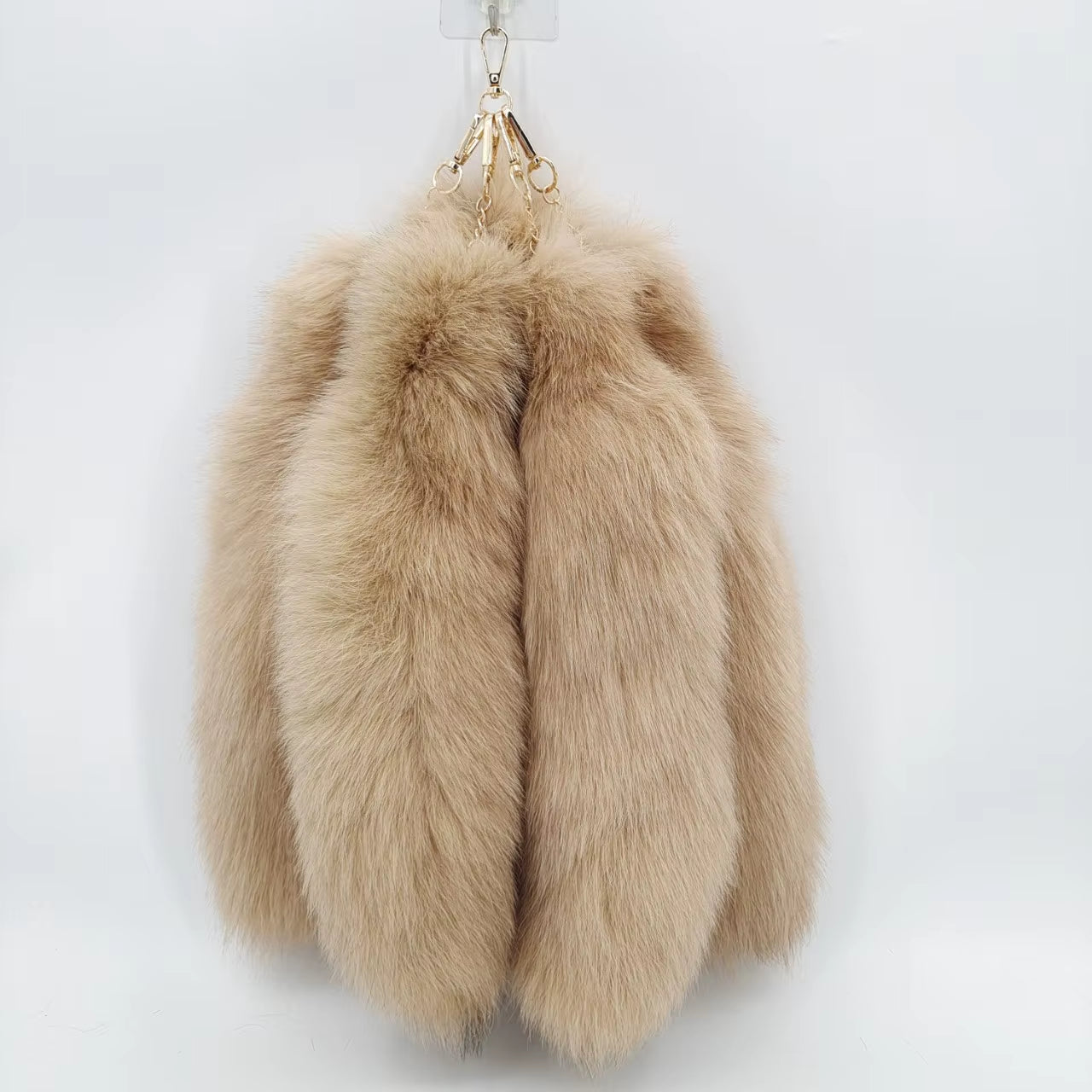 Natural Fox Fur Tail Keychain Furry 2024 Y2K Beautiful Accesory Length 40Cm Car Keychain for Women Fluffy Key Chain