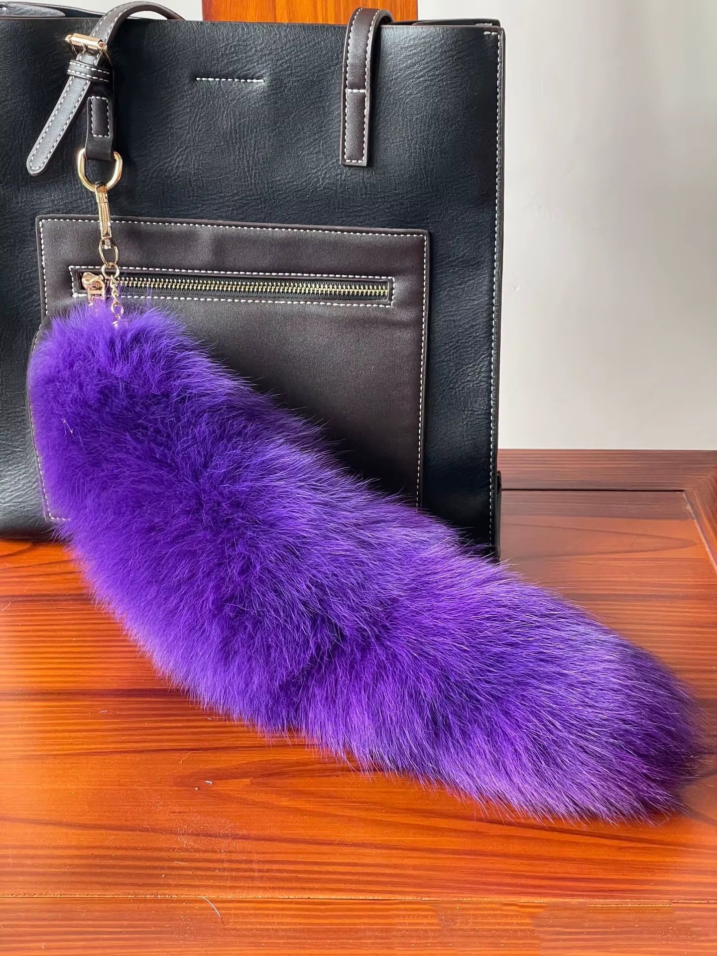 Natural Fox Fur Tail Keychain Furry 2024 Y2K Beautiful Accesory Length 40Cm Car Keychain for Women Fluffy Key Chain