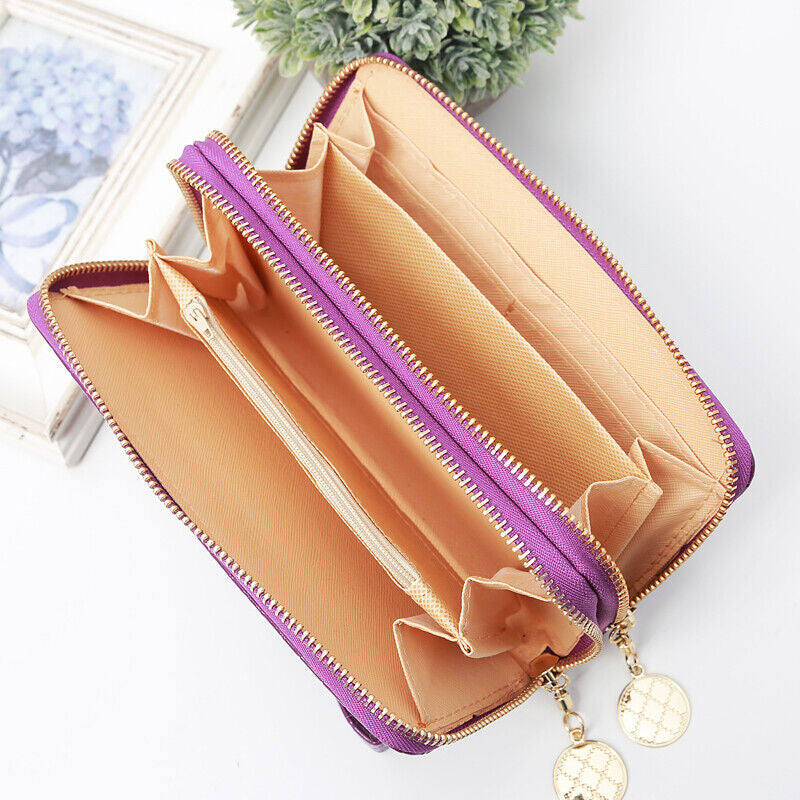 Womens Long Wallet Leather Clutch Card Holder Phone Wristlet Purse Handbag Gifts