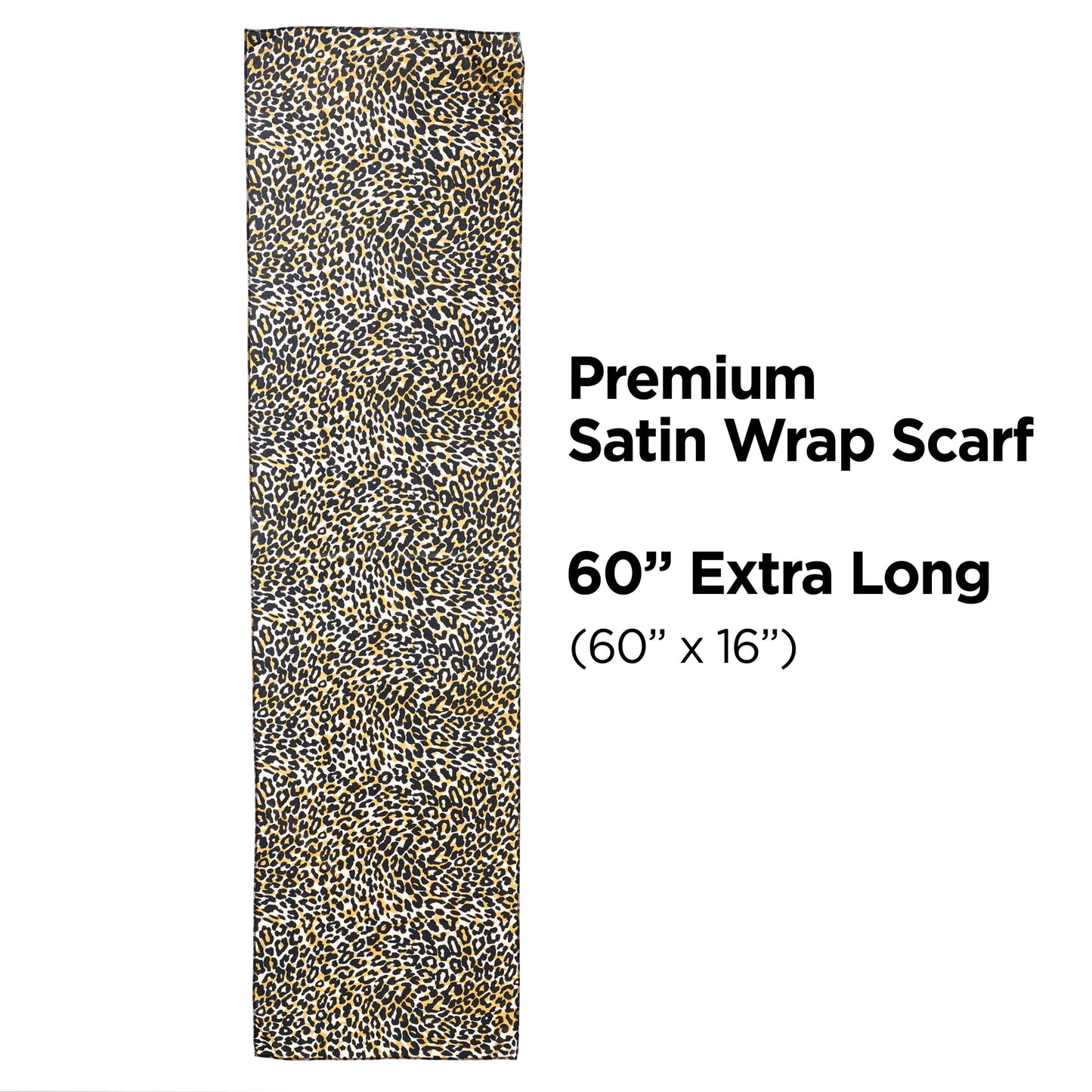 Satin Hair Wrap Scarf 60" Extra Long, Black