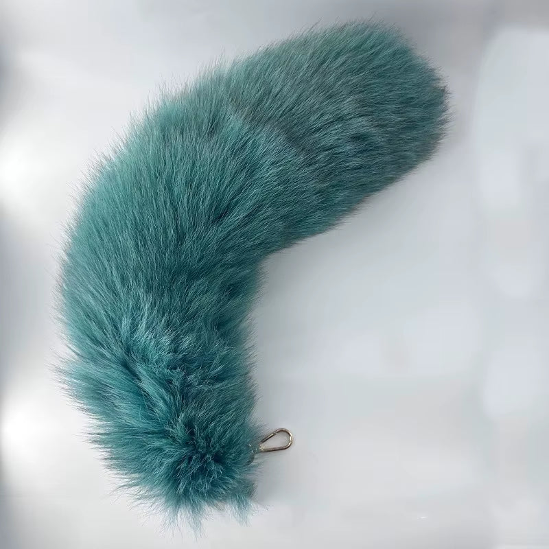 Natural Fox Fur Tail Keychain Furry 2024 Y2K Beautiful Accesory Length 40Cm Car Keychain for Women Fluffy Key Chain